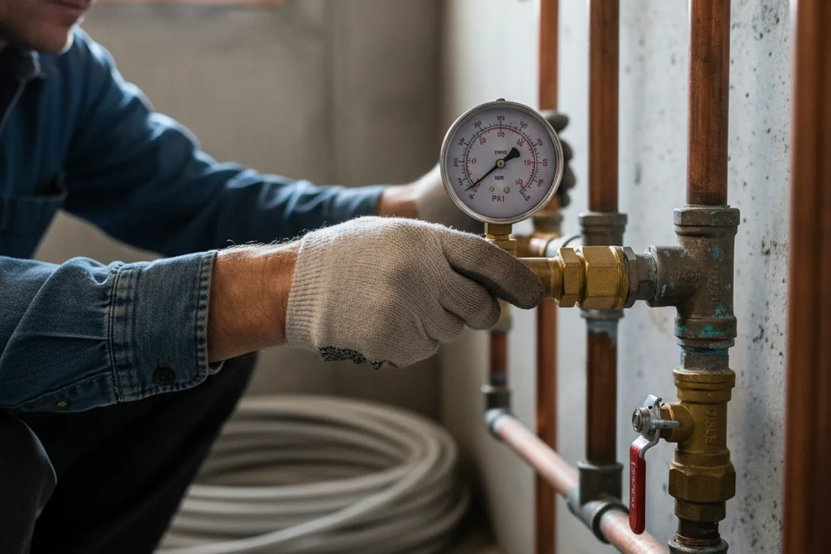 Pressure testing a repaired line during Water Line Repair in Fielding